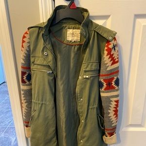Green Army Style Jacket with hood